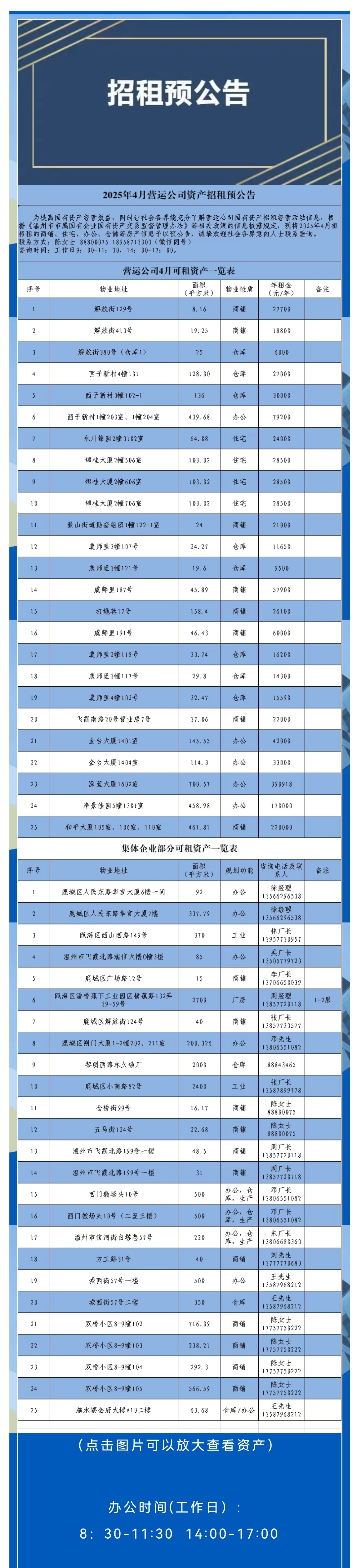 資產(chǎn)公告 | 2025年4月營運公司資產(chǎn)招租預(yù)公告